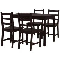 HOMCOM Dining Table Set for 4, 5 Piece Modern Kitchen Table and Chairs, Solid Wood Dining Room Set for Small Spaces, Breakfast Nook, Chestnut Brown(m-11)