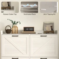 HOMCOM Narrow Shoe Storage Cabinet with 4 Flip Drawers, Adjustable Shelves, 16 Pair Farmhouse Shoe Cabinet, White Oak(m-7)