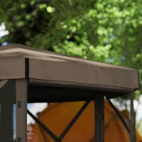 Outsunny 12' x 12' Hexagonal Pop Up Gazebo Canopy Tent with 5 Sidewalls, Outdoor Canopy Shelter with Carry Bag, Brown(m-8)