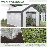 Outsunny 7' x 12' x 7' Heavy Duty Walk-In Greenhouse Vegetable Seed Growth Tent Outdoor Plant Growing Tunnel Warm House Flower Shed Backyard, White(m-6)