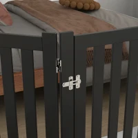 PawHut 3-Panel Foldable Dog Gate with Feet for Medium Dogs and Below, Black(m-10)