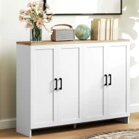 HOMCOM Modern Sideboard Buffet Cabinet, Modern Kitchen Storage Cabinet with 4 Doors Adjustable Shelves, for Dining Room, White(m-9)