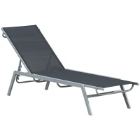 Outsunny Sun Lounger, Outdoor Chaise Lounge with 5-Position Backrest for garden, Black(m-11)