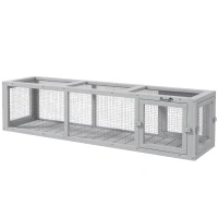 PawHut Outdoor Cat Tunnel with Extendable Design, 59" L Wooden Cat Run with Weather Protection, Connecting Inside and Outside, for Deck Patios, Balconies, Light Gray(m-1)