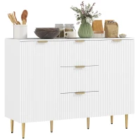 HOMCOM Modern Kitchen Storage Cabinet, Sideboard Buffet Cabinet w/ 3 Drawers and Adjustable Shelves for Kitchen Hallway, White(m-11)