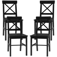 HOMCOM Wooden Dining Chairs Set of 4, Kitchen Chairs with Cross Back, Solid Structure for Living Room and Dining Room, Black(m-2)