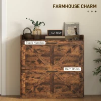 HOMCOM Narrow Shoe Storage Cabinet, Farmhouse Slim Shoe Cabinet with 2 Flip Drawers, Adjustable Shelves, Rustic Brown(m-6)