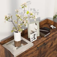 HOMCOM Narrow Shoe Storage Cabinet, Farmhouse Slim Shoe Cabinet with 2 Flip Drawers, Adjustable Shelves, Rustic Brown(m-10)