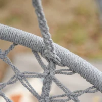 Outsunny Patio Hammock Chair, Hanging Rope Hammock Swing for Indoor & Outdoor Use with Backrest, Cotton-Polyester Blend, Fringe Tassels, Light Grey(m-10)