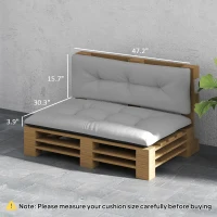 Outsunny 2 Seater Pallet Cushions Outdoor 3.9" Thick Replacement Cushions - Tufted Design for Garden, Patio, Light Gray(m-3)