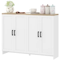 HOMCOM Modern Sideboard Buffet Cabinet, Modern Kitchen Storage Cabinet with 4 Doors Adjustable Shelves, for Dining Room, White(m-2)