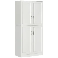 HOMCOM 71" Freestanding Kitchen Pantry Cabinet, Storage Cabinet with 4 Hinged Doors and Adjustable Shelves, White(m-2)