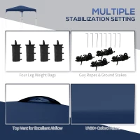 Outsunny 10' x 10' Pop Up Canopy Tent with Sand Bags, UPF 50+ Instant Sun Shelter, Tents for Parties, Height Adjustable, with Wheeled Carry Bag, for Outdoor, Garden, Patio, Navy Blue(m-7)