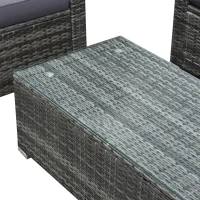 Outsunny 4 Pieces Patio Furniture Set w/ 4" Thick Cushions, PE Rattan Wicker Outdoor Sectional Sofa Set w/ Glass Top Coffee Table for Porch, Garden, Poolside, Balcony, Grey(m-10)