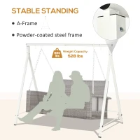 Outsunny Metal Swing Stand Swing Frame, Hanging Chair Stand Only, 528 LBS Weight Capacity, for Backyard, Patio, Lawn, White(m-6)