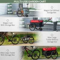 Aosom Bike Cargo Trailer & Wagon Cart, Multi-Use Garden Cart with Removable Box, 20'' Big Wheels, Reflectors, Hitch and Handle, Red(m-4)