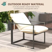 Outsunny 4 Piece Outdoor Furniture Set, Patio Conversation Set with Tempered Glass Table, Loveseat, 2 Chairs and Cushions, Beige(m-6)