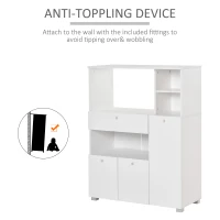HOMCOM Compact Kitchen Pantry Cabinet Server Hutch Storage Buffet with Microwave Oven Stand Drawer and Shelves, White(m-6)