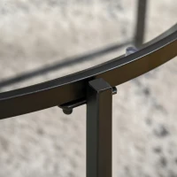 HOMCOM Modern Round Coffee Table with Tempered Glass Tabletop, Accent Side Table, Center Table for Living Room, Black(m-9)