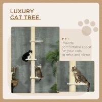 PawHut 87"-102" Floor to Ceiling Cat Tree w/ Sisal Scratching Posts, Anti-tip Kit, Perches, Toy Ball, Yellow(m-4)