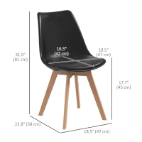 HOMCOM Modern Dining Table Chairs Set of 4, Rubber Wood Kitchen Table Chairs with PU Leather Cushion for Living Room, Bedroom(m-3)
