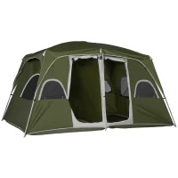 Outsunny 4-8 Person Family Tent, Camping Tent with 2 Room Mesh Windows, Easy Set Up for Backpacking, Hiking, Outdoor, Dark Green(m-11)