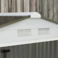 Outsunny 7'x 4'x 6' Garden Tool Shed Metal Storage Shed w/ Foundation Kit and Double Doors Silver(m-10)