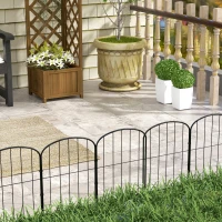 Outsunny 4 Pack Garden Fencing Border, Decorative Fence 4 Panels, Flower Edging Animal Barrier for Outdoor, Patio, Arched, Black(m-1)