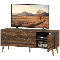 HOMCOM Modern TV Stand for up to 60" TV, TV Cabinet with Adjustable Shelves, Cable Management for Living Room, Rustic Brown(m-11)