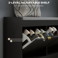 HOMCOM Shoe Storage with Seat, Upholstered Hallway Bench, Shoe Bench with 2 Flip Drawers and 4 Vents for 8 Pairs of Shoes(m-5)