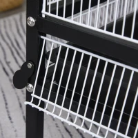 PawHut Bird Cage Conure Parrot Budgie Cage with Bird Perch & Wheels, Black and White(m-9)