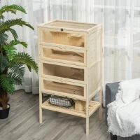 PawHut 5 Tier Fir Wood Hamster Cage Mouse Rats Small Animals Play House Exercise Activity Center(m-8)