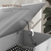 HOMCOM 39.4 Inches Storage Chest, Storage Trunk with 2 Safety Hinges, Wooden Box for Living Room, White Wood Grain(m-5)