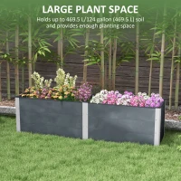Outsunny 6.6' x 1.6' x 1.8' Elevated Planter Box with Open Bottom, Raised Garden Bed for Vegetables, Flowers, Fruits, Herbs, Grey(m-4)