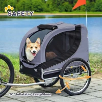 Aosom Dog Bike Trailer, Pet Cart, Bicycle Wagon, Travel Cargo, Carrier Attachment with Hitch, Foldable for Travelling, Grey(m-7)