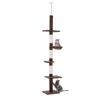 PawHut 8.5ft Cat Climbing Tree 5-Tier Kitty Activity Center with Scratching Post Brown and White(m-2)