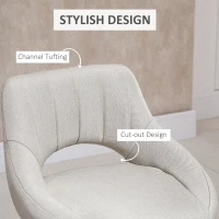 HOMCOM Bar Stools Set of 2, Swivel Counter Height Barstools with Adjustable Height, Linen Upholstered Bar Chairs with Round Metal Base and Footrest, Cream(m-7)