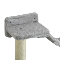 PawHut 4PCs Cat Wall Shelves with Hammock, Scratching Post, Ladder, Steps, Platforms, Toy Balls, Grey(m-10)