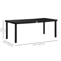 Outsunny Patio Dining Table for 8, Rectangular Aluminum Outdoor Table for Garden Lawn Backyard, Black(m-3)