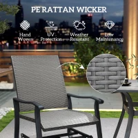 Outsunny Rattan Patio Glider, Wicker Outdoor Glider Swivel Chair with Steel Frame, High Back for Backyard Porch, Grey(m-5)