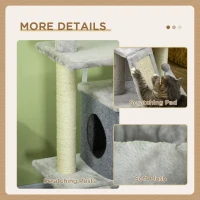 PawHut 57.5" Cat Tree with Scratching Posts, Large Cat Tower for Indoor Cats with Bed, House, Toys, Grey(m-6)
