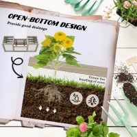 Outsunny Metal and Wood Combined Planter Box, Raised Garden Beds, for Growing Flowers, Herbs and Vegetables(m-5)