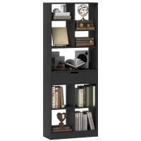 HOMCOM Tall Bookshelf with Drawer, Freestanding Bookcase for Bedroom, Living Room, Home Office, Black(m-11)