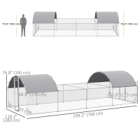 PawHut 24.9' x 9.2' Metal Chicken Run with Waterproof and Anti-UV Cover(m-3)