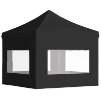 Outsunny 10' x 10' Pop Up Gazebo, Instant Canopy Tent Sun Shelter with Roll-up Sidewall, Wheeled Carry Bag and 4 Sand Bags, for Outdoor, Garden, Patio(m-11)