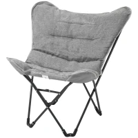 Outsunny Folding Camping Chair, Oversized Padded Lawn Chair w/ Steel Frame for Outdoor, Beach, Picnic, Hiking, Travel, Light Grey(m-11)
