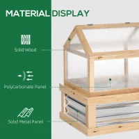 Outsunny Raised Garden Flower Bed Kit with Greenhouse, Wooden Cold Frame Planter, 48" x 24" x 32", Natural(m-6)