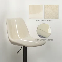 HOMCOM Adjustable Barstools Set of 2, Swivel Bar Stools with Back and Footrest for Kitchen Island Counter, Beige(m-7)
