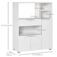 HOMCOM Compact Kitchen Pantry Cabinet Server Hutch Storage Buffet with Microwave Oven Stand Drawer and Shelves, White(m-3)