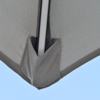 Outsunny 10FT Cantilever Patio Umbrella with Lights Solar Powered Offset Umbrella with Crank and Cross Base for Deck Light Grey(m-10)